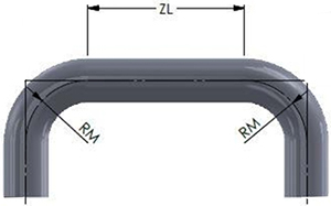 Rohrbiegeteil mit gerader Zwischenlänge und definiertem Biegeradius